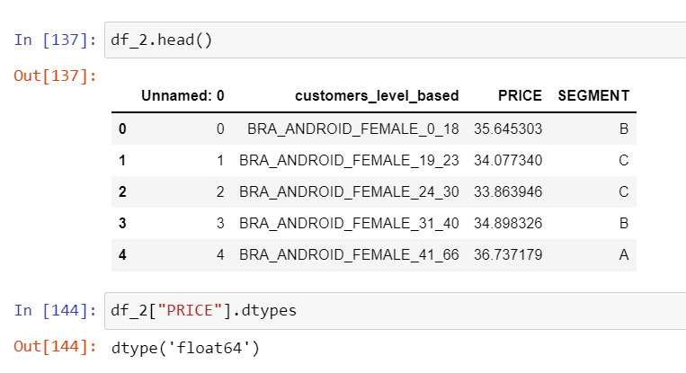 This is from jupyter notebook, the column's type is originally float