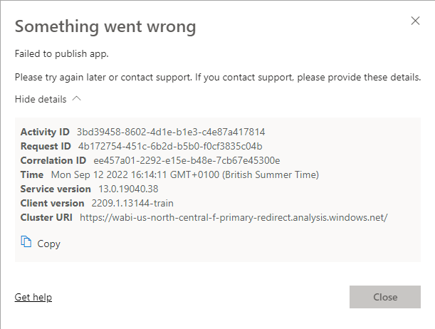 Solved: App Spaces - Update Error - Microsoft Fabric Community