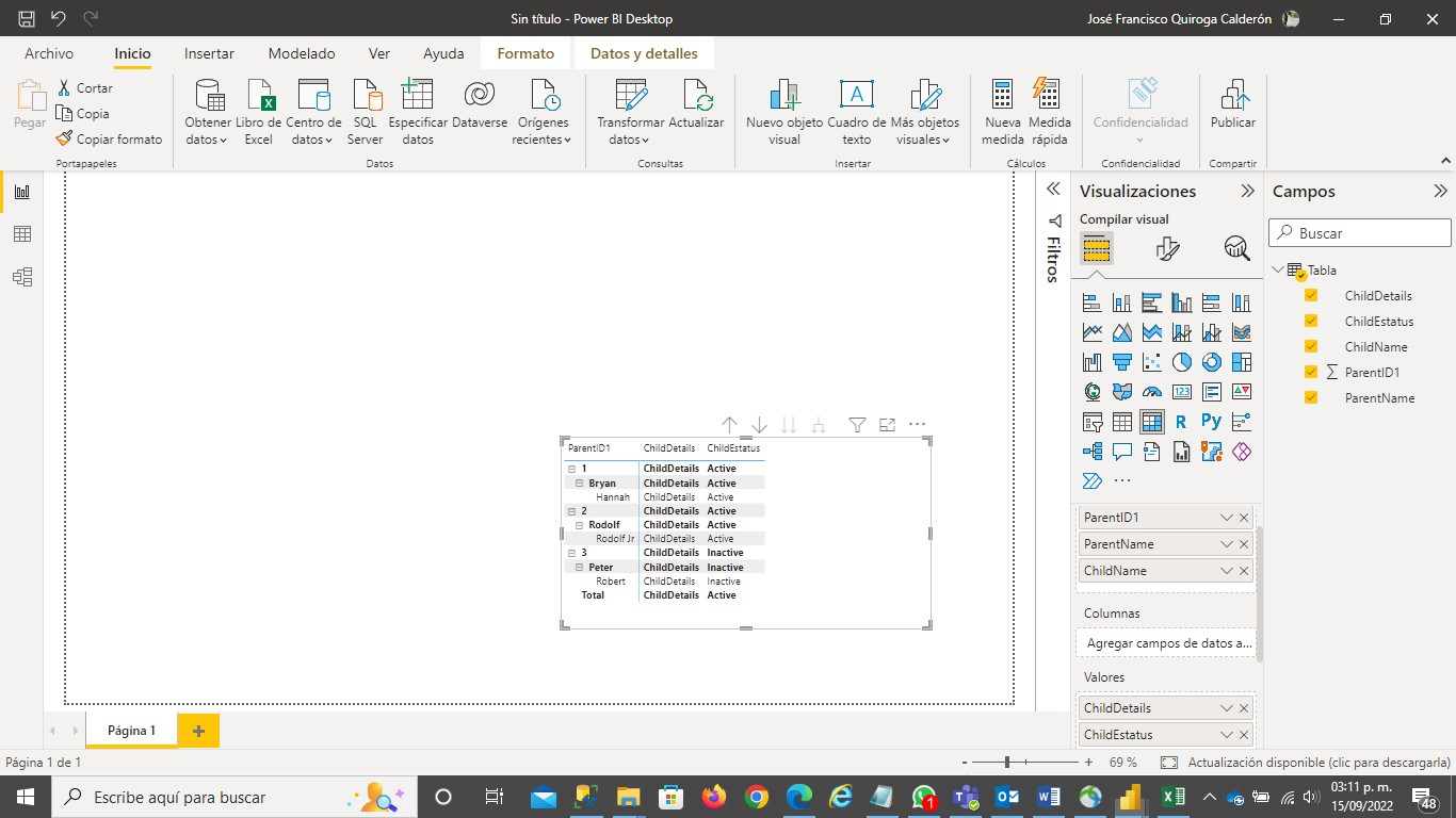 Simple Matrix showing Parent Child relationship an... - Microsoft ...