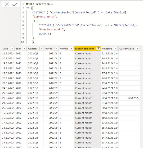 Solved: Calculated column for month selection - Current mo ...
