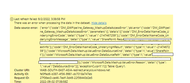 Power BI service cannot refresh for the merge quer... - Microsoft ...