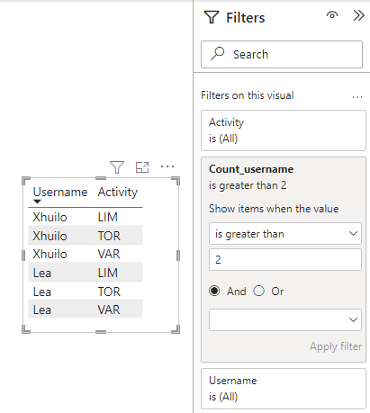 Solved: Filter the data using multiple values in different ...