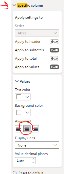 Solved: Cannot Centre Values in Matrix - Microsoft Fabric Community