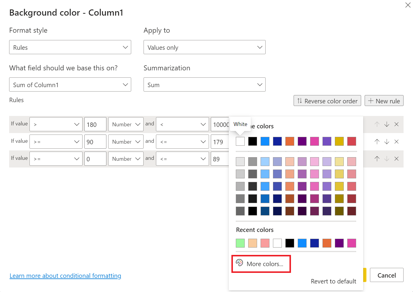 Solved: Conditional formatting formula - Microsoft Fabric Community