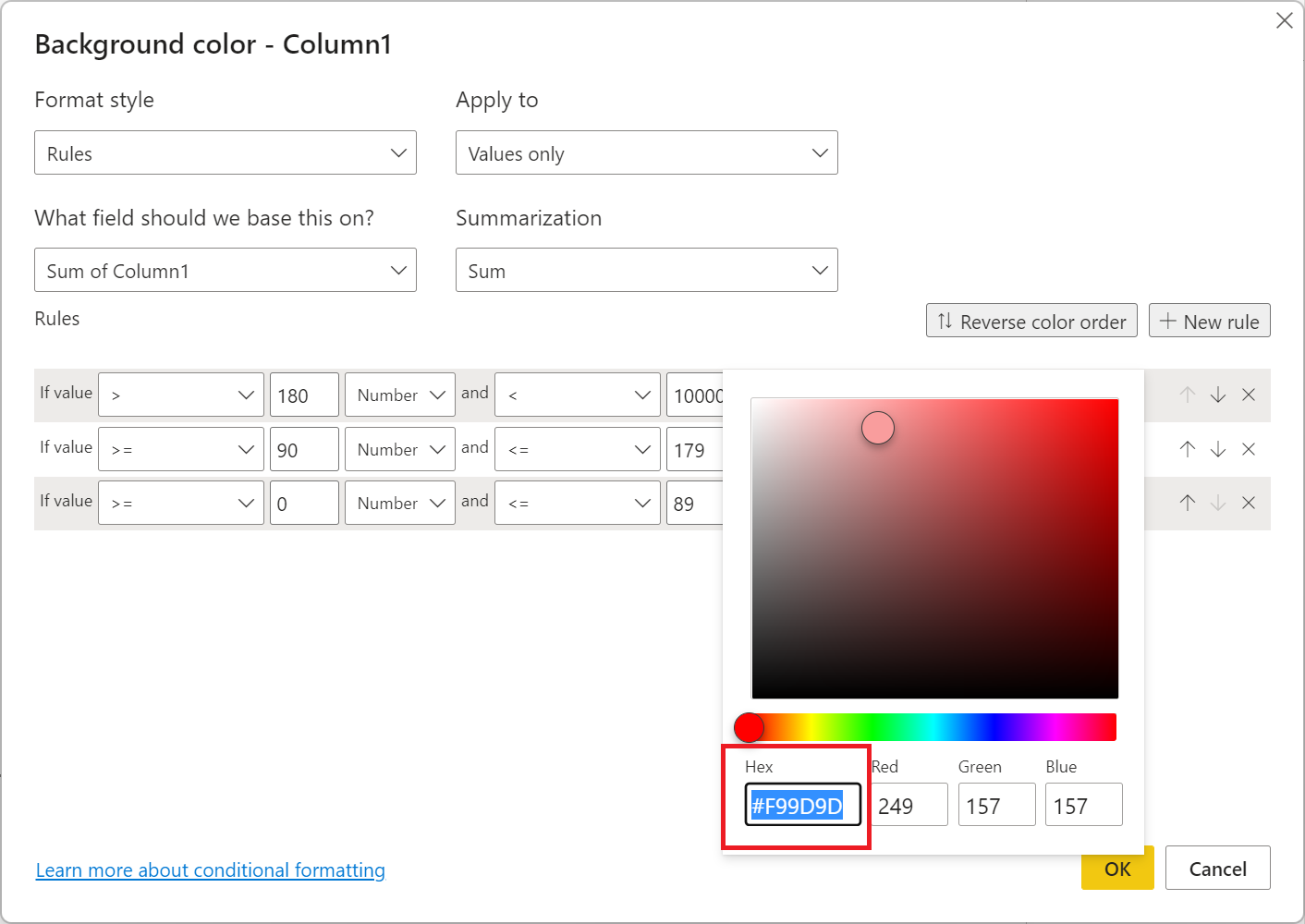 Solved: Conditional formatting formula - Microsoft Fabric Community