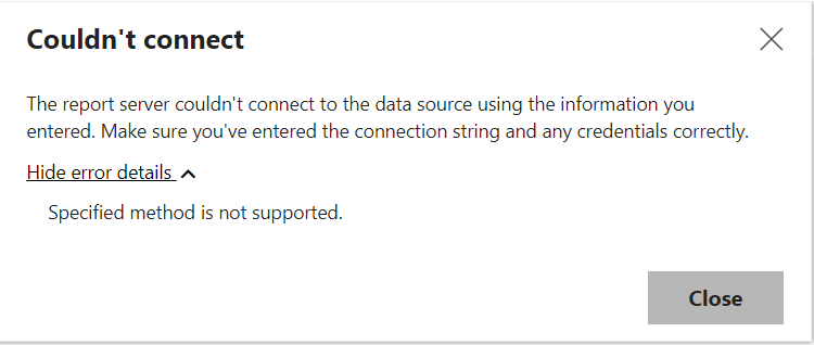Error Message in Report Server - Specified Method Not Supported