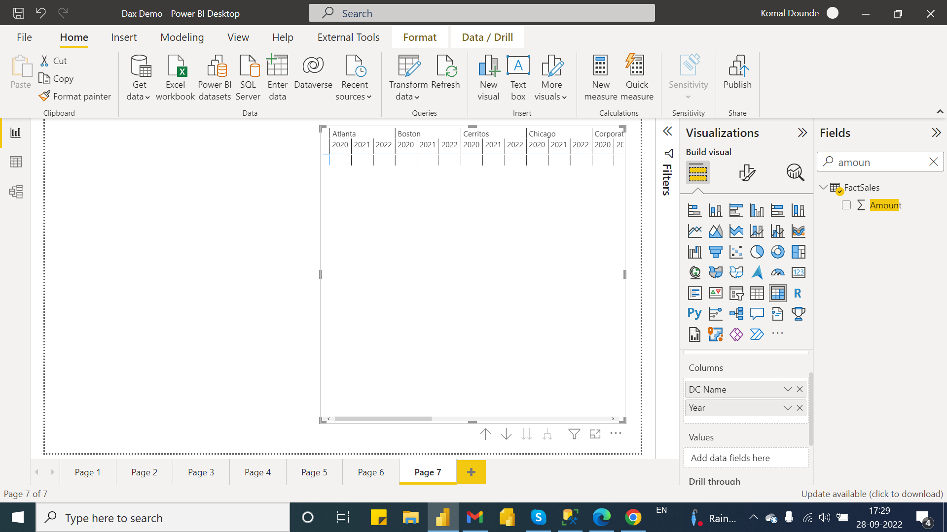 Matrix Values and Columns in reverse order - Microsoft Fabric Community