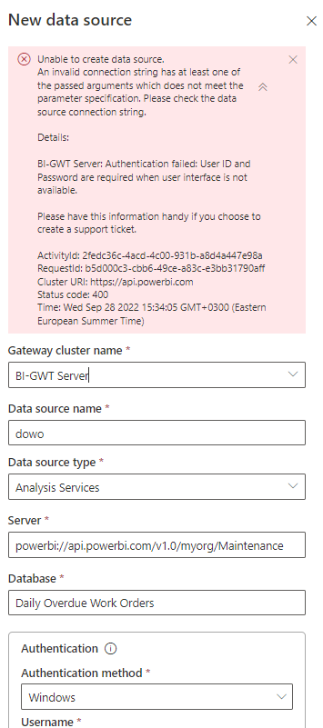 New data source from analysis services - Microsoft Fabric Community
