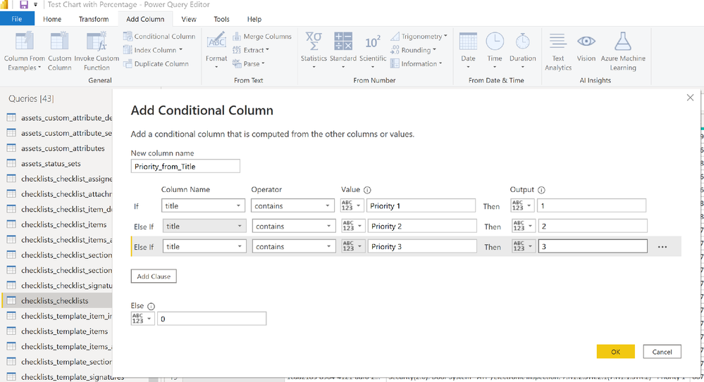 Screen where you can add criteria to parse one columns data into a brand new column.