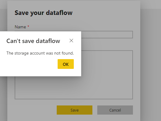 Not able to save dataflow in power BI services - Microsoft Fabric Community