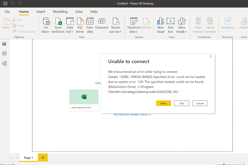 Unable to connect to EXASOL - Microsoft Fabric Community