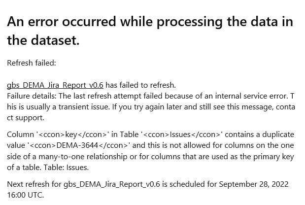 Refresh failed: Duplicate Value - Microsoft Fabric Community