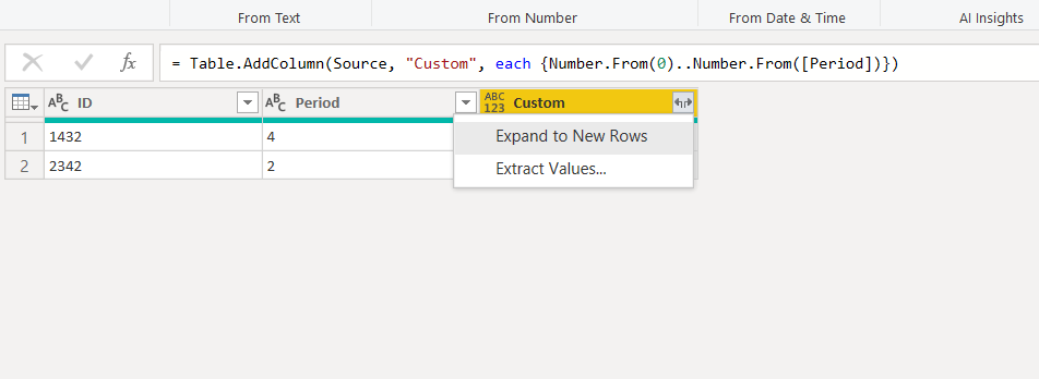 Solved: Column value to rows - Microsoft Fabric Community