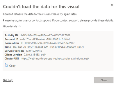 "Couldn't Load the data for this visual" with stor... - Microsoft ...