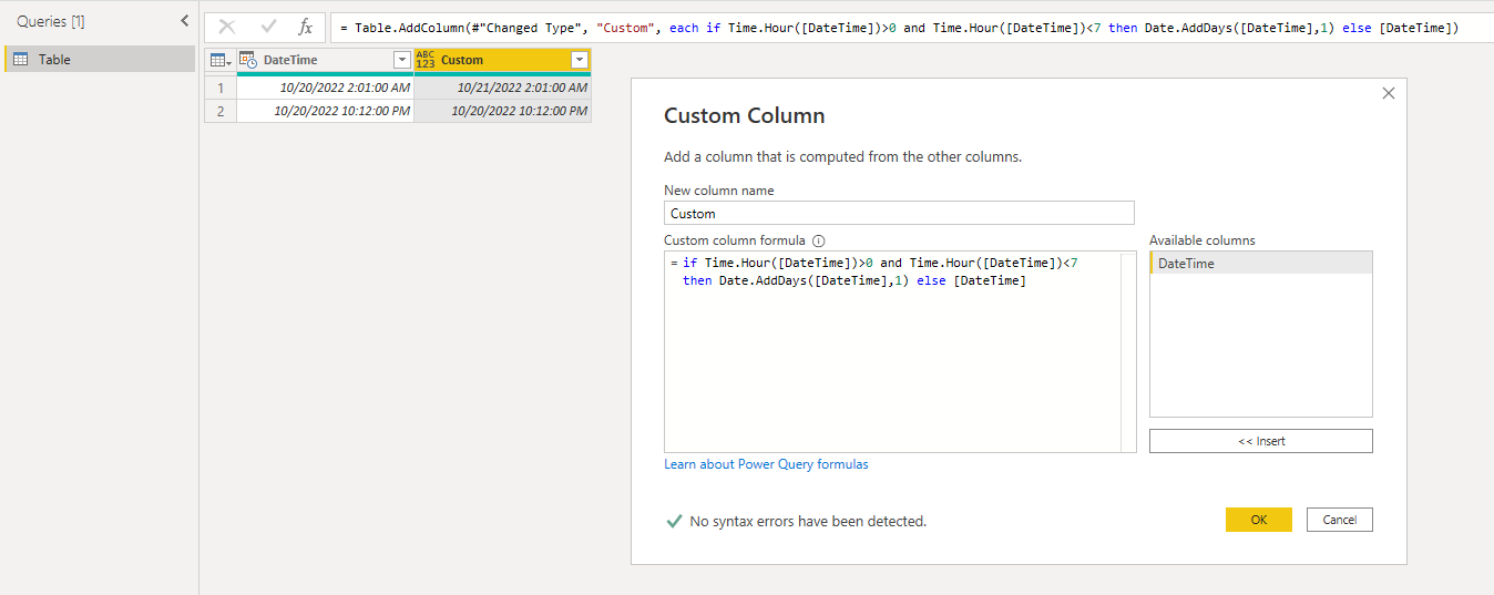 Solved: Custom Column - Either same date as in another col ...