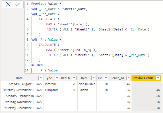 Solved: Previous value calculated column - Microsoft Fabric Community