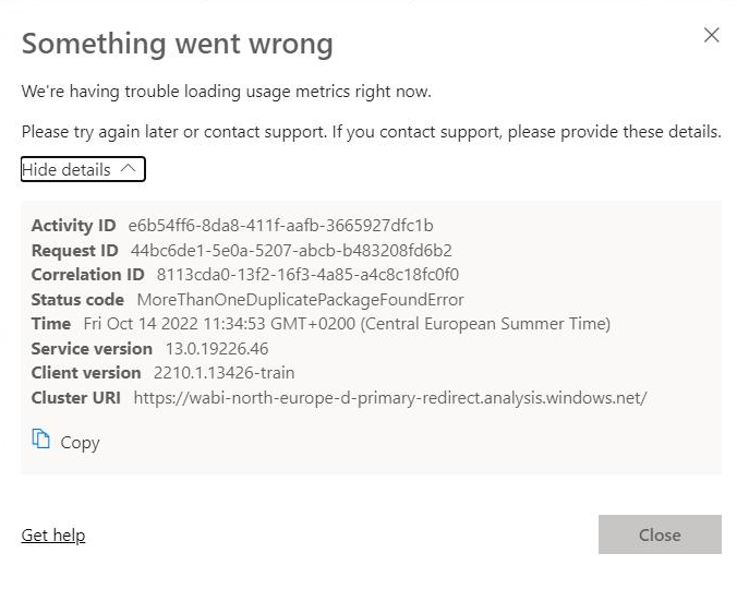Solved: Trouble loading usage metric - Microsoft Fabric Community