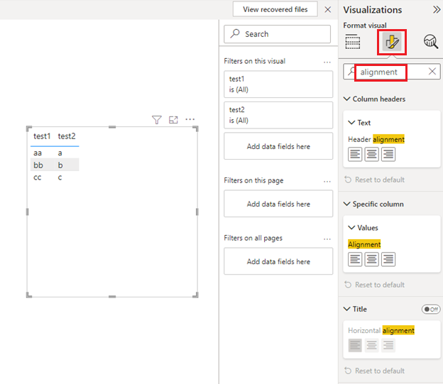 Solved: Alignment for Personalized Visuals - Microsoft Fabric Community