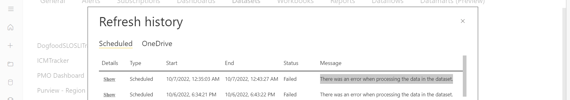 Power Bi Report is Unable to refresh dataset - Microsoft Fabric Community