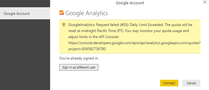 Solved: Google Analytics - Limit exceeded - Microsoft Fabric Community