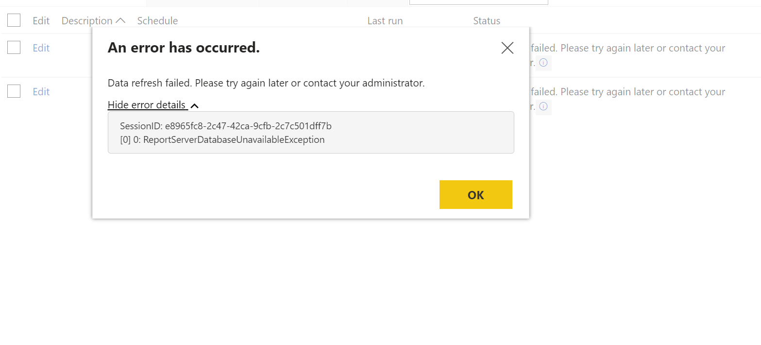 Errors in Power BI Report Server Refersh - Microsoft Fabric Community