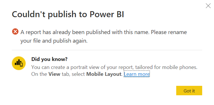 unable to publish a report and replace the existin... - Microsoft ...
