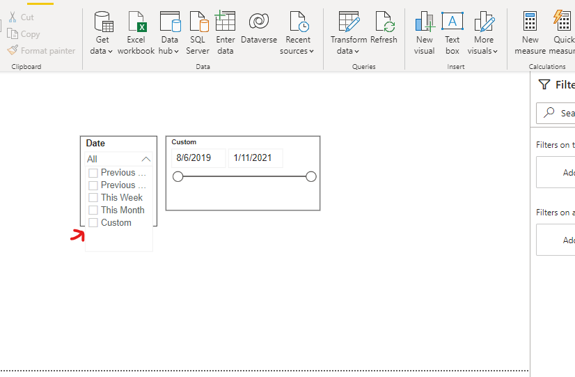 To create custom date slicer - Microsoft Fabric Community