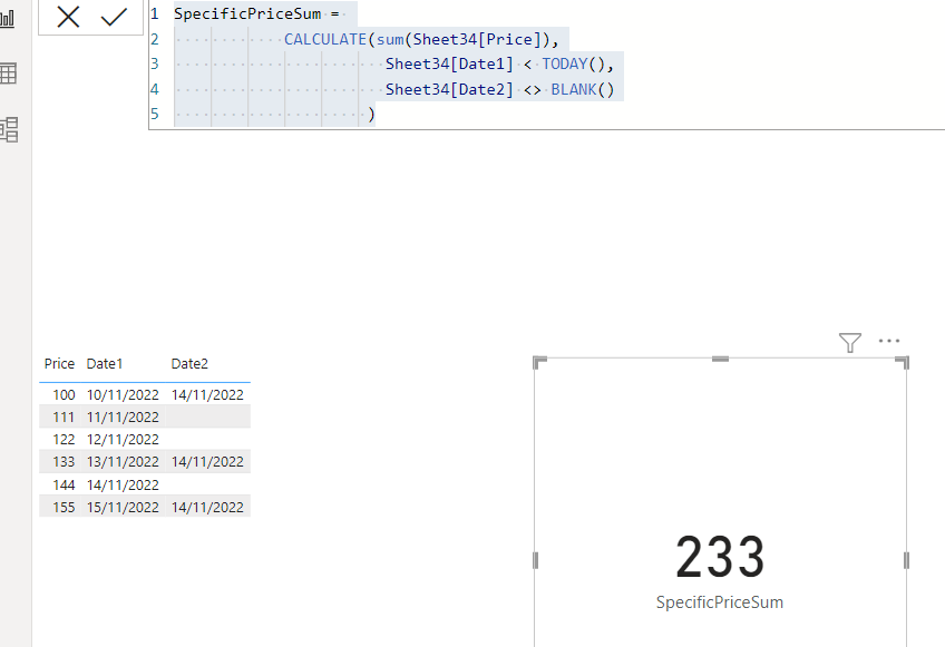 Solved: SUM with two dates filters - Microsoft Fabric Community