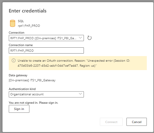 Dataflow not able to find connection - Microsoft Fabric Community