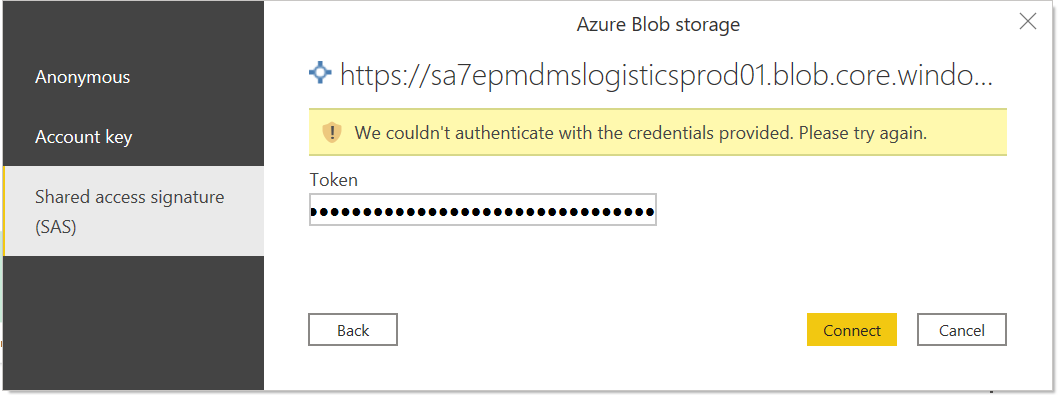 Solved: Not able connect to powerbi through blob storage c... - Microsoft  Fabric Community