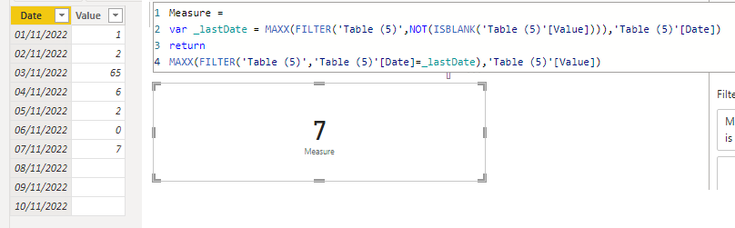 Solved: Show in card last value of a date - Microsoft Fabric Community