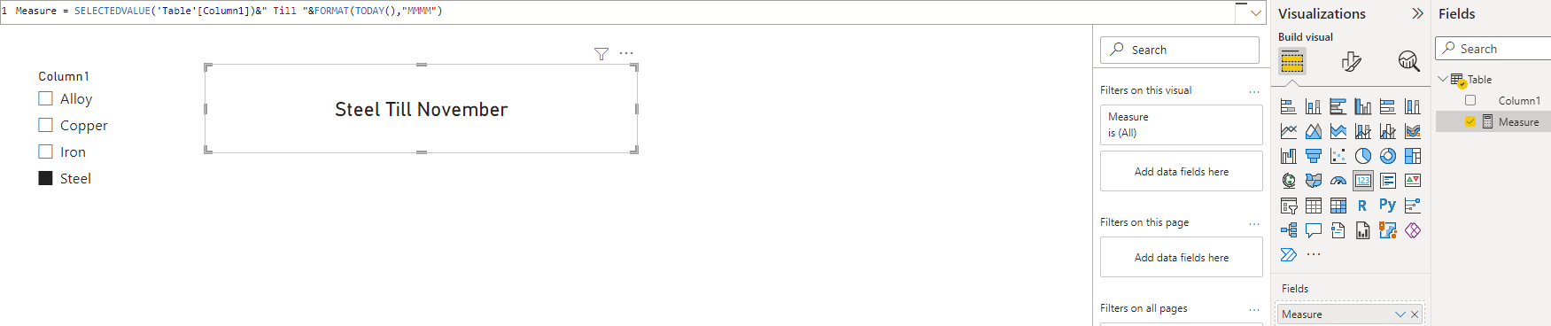 Solved: Display text with selected values - Microsoft Fabric Community