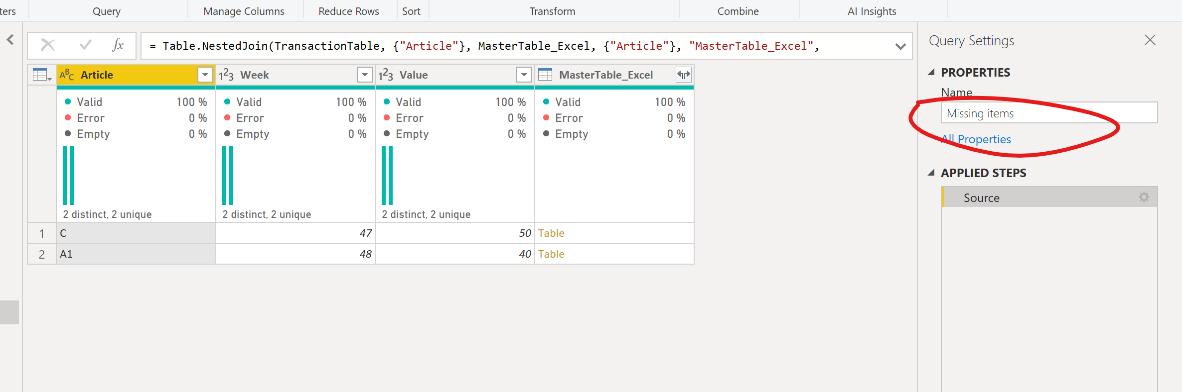 Show missing articles in table - Microsoft Fabric Community