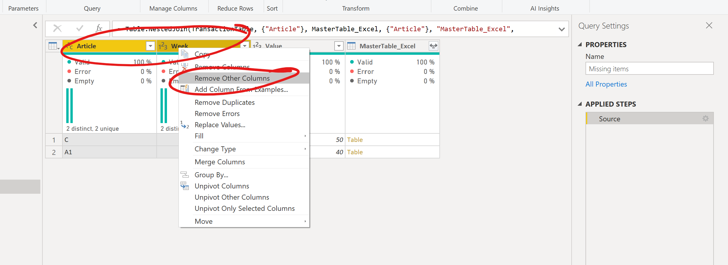 Show missing articles in table - Microsoft Fabric Community