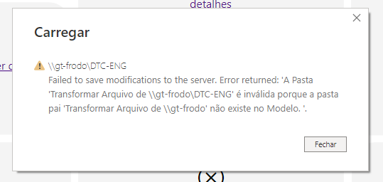 FAILED TO SAVE MODIFICATIONS TO THE SERVER - Microsoft Fabric Community