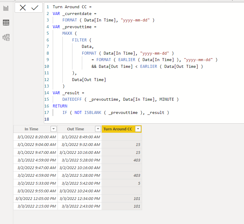 Solved: calculate time between two columns and different r ...