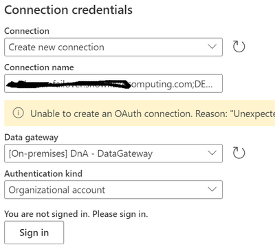 Datamart Connection Error - Database Snowflake - Microsoft Fabric Community