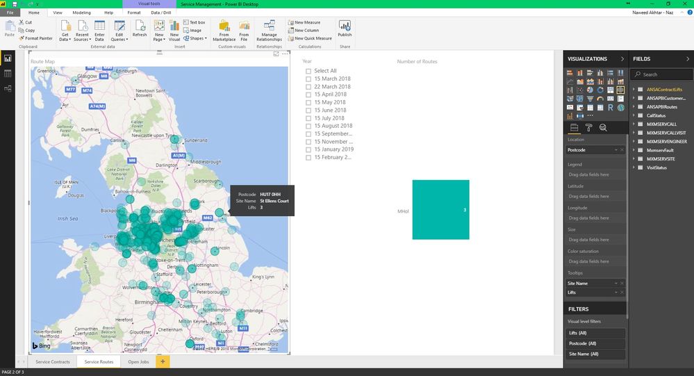 Filtering on Map visual - filters down to Bar Chart visual