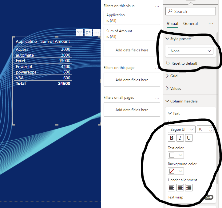 Solved: Make a table or matrix transparent - Microsoft Fabric Community