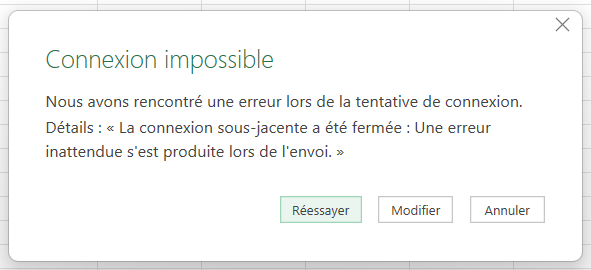 Erreur authentification Power Query : La connexion... - Microsoft ...