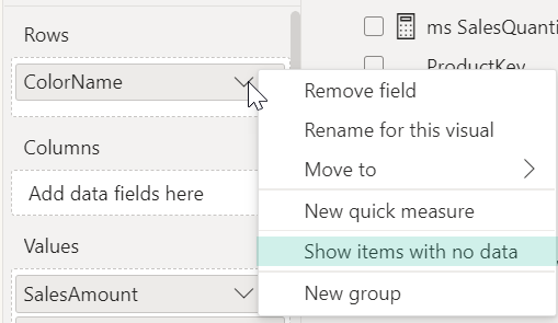 Removing blank rows from matrix visual with ISINSC... - Microsoft ...