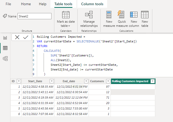 Solved: Get rolling sum of customers based on start and en ...