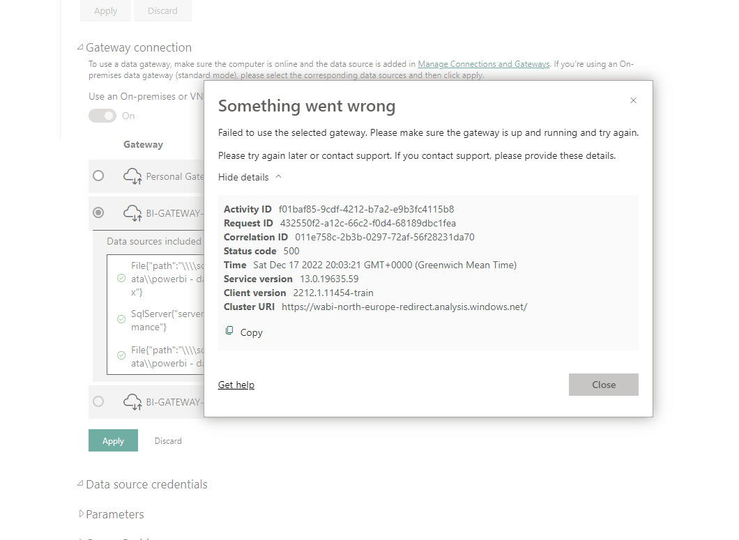 Gateway Problem - Microsoft Fabric Community