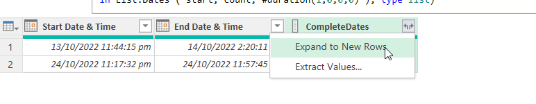 Solved: Splitting dates and time in 2 rows - Microsoft Fabric Community