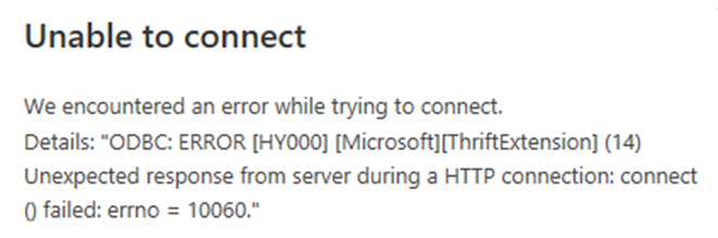 Connection to Databricks fails with HTTP error 100... - Microsoft ...
