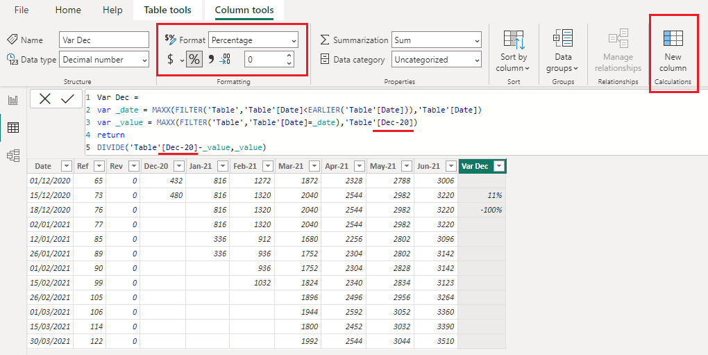 Row variance calculation - Microsoft Fabric Community