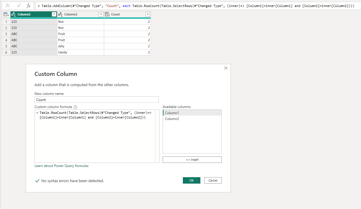 Need help on Count if row value repeats Count nu Microsoft