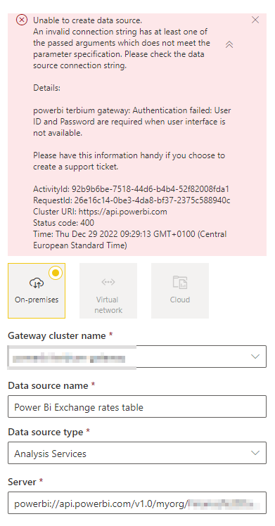 Solved: Unable to add datasource to gateway - Microsoft Fabric Community