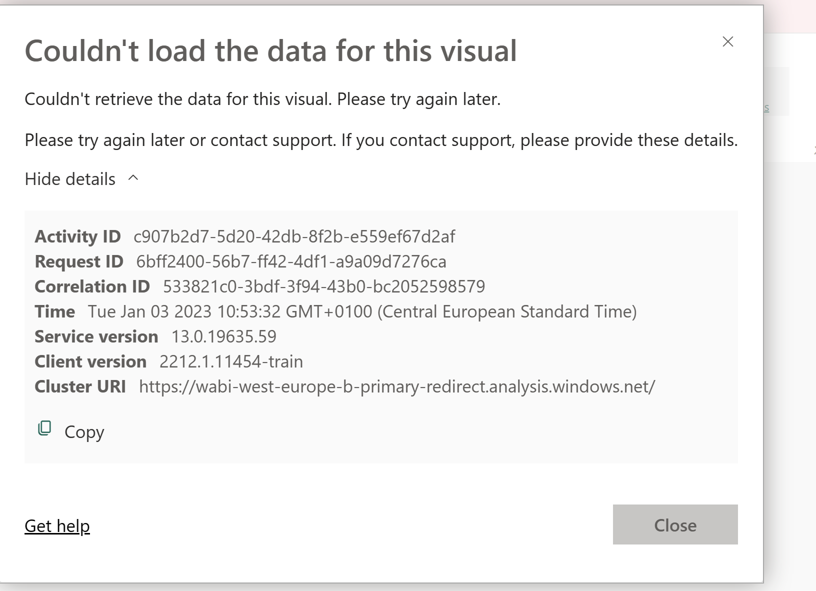 Solved: Error when processing in the dataset - Microsoft Fabric Community