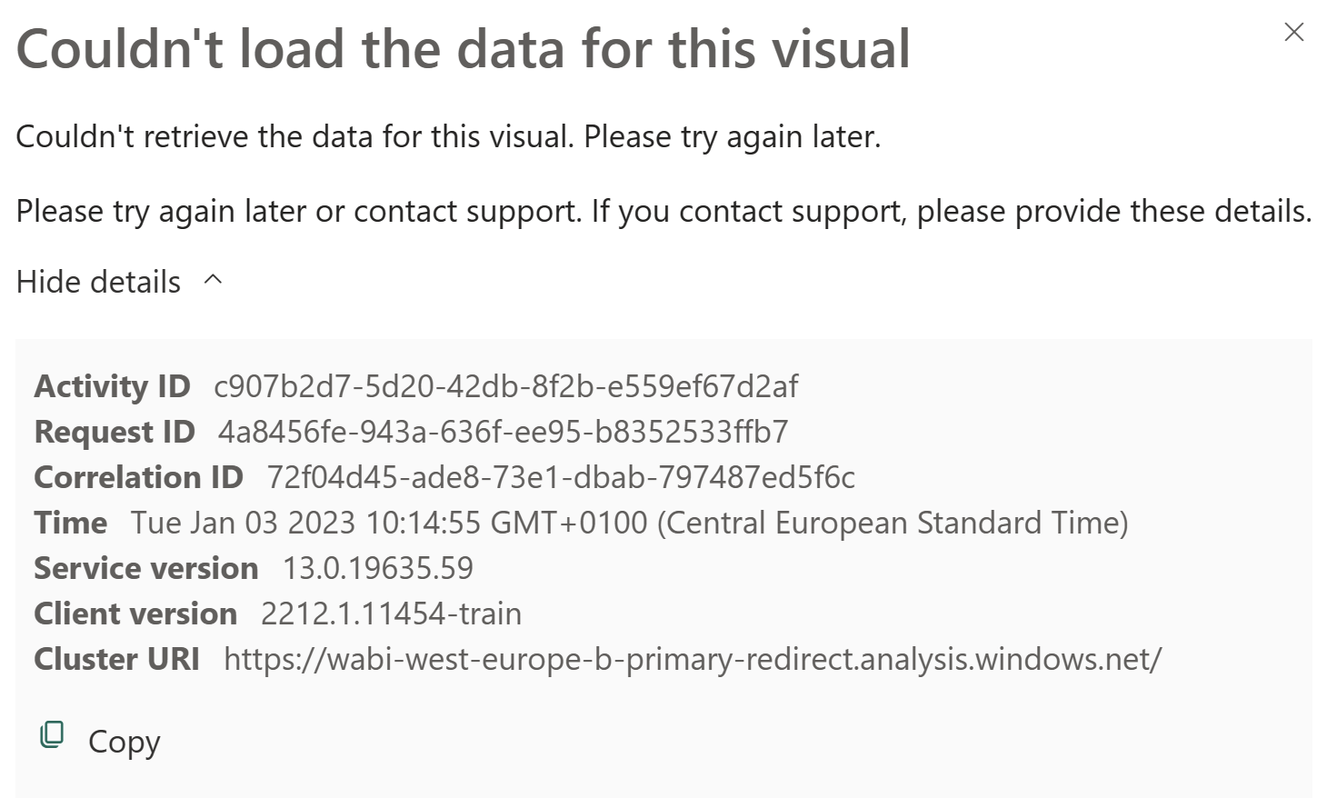 Solved: Error when processing in the dataset - Microsoft Fabric Community
